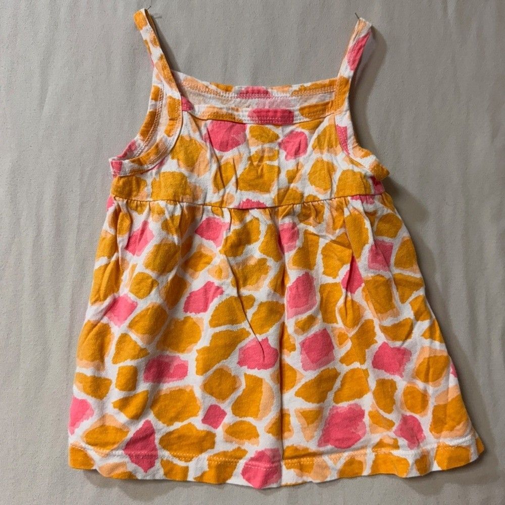 Giraffe Tank Top Girls 2T Peach Sleeveless Shirt Summer Beach Preppy Cute Flowy